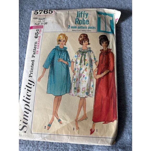 Simplicity 5765 Vintage 1964 Jiffy Robe Sewing Pattern Misses Size Small 10/12 - Picture 5 of 5